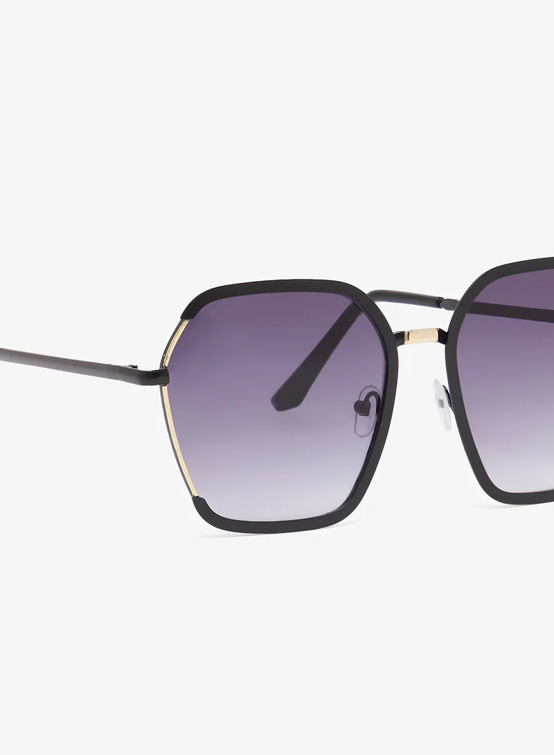Ella Black Oversized Geometric Polarized Sunglasses for Women | Best Price UAE